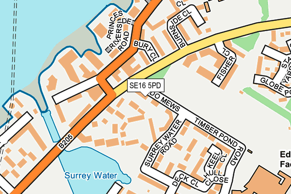SE16 5PD map - OS OpenMap – Local (Ordnance Survey)