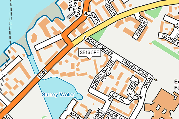 SE16 5PF map - OS OpenMap – Local (Ordnance Survey)