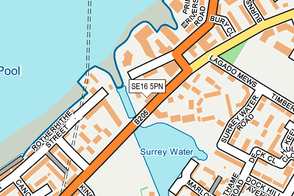 SE16 5PN map - OS OpenMap – Local (Ordnance Survey)