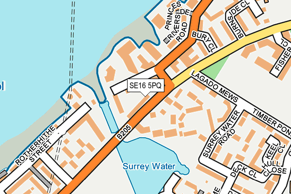 SE16 5PQ map - OS OpenMap – Local (Ordnance Survey)