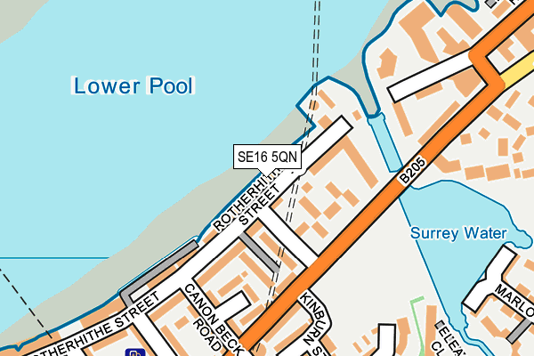 SE16 5QN map - OS OpenMap – Local (Ordnance Survey)