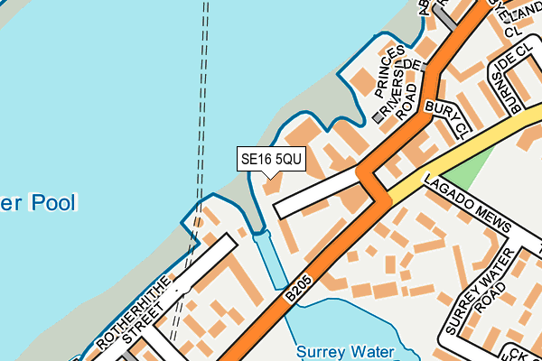 SE16 5QU map - OS OpenMap – Local (Ordnance Survey)