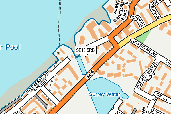 SE16 5RB map - OS OpenMap – Local (Ordnance Survey)
