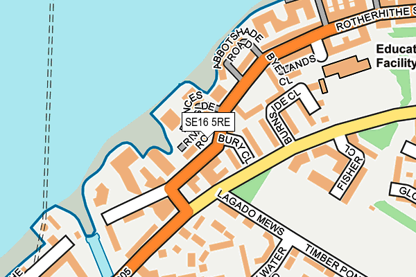 SE16 5RE map - OS OpenMap – Local (Ordnance Survey)