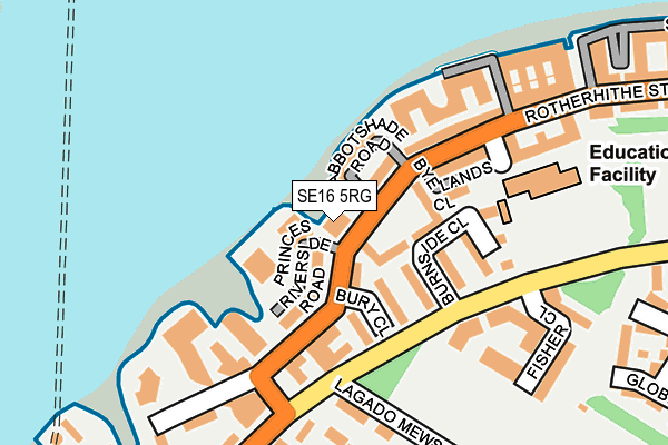 SE16 5RG map - OS OpenMap – Local (Ordnance Survey)