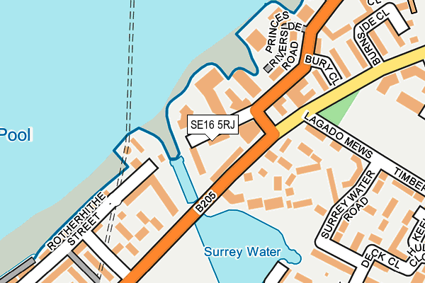 SE16 5RJ map - OS OpenMap – Local (Ordnance Survey)