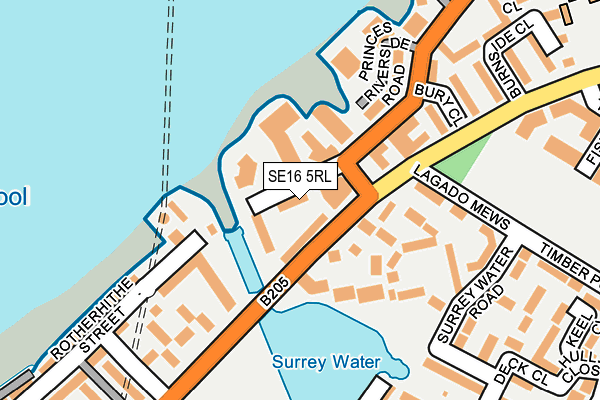 SE16 5RL map - OS OpenMap – Local (Ordnance Survey)