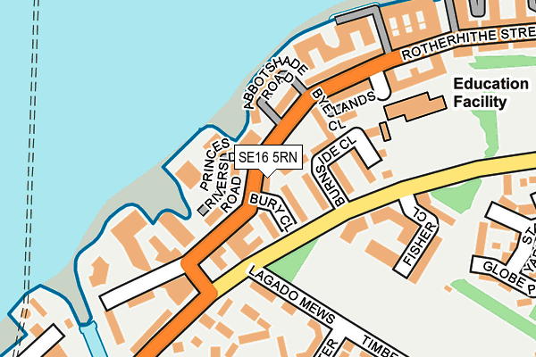 SE16 5RN map - OS OpenMap – Local (Ordnance Survey)