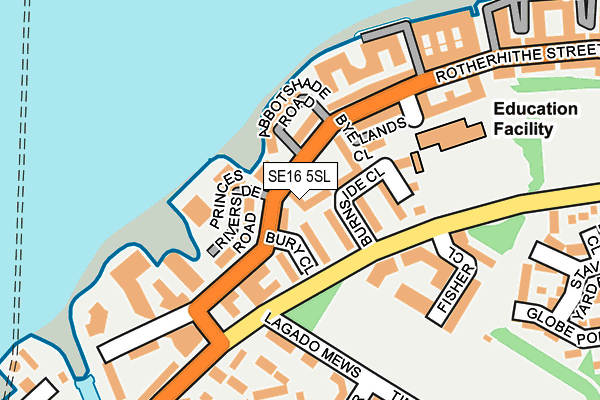 SE16 5SL map - OS OpenMap – Local (Ordnance Survey)