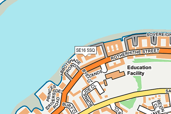 SE16 5SQ map - OS OpenMap – Local (Ordnance Survey)
