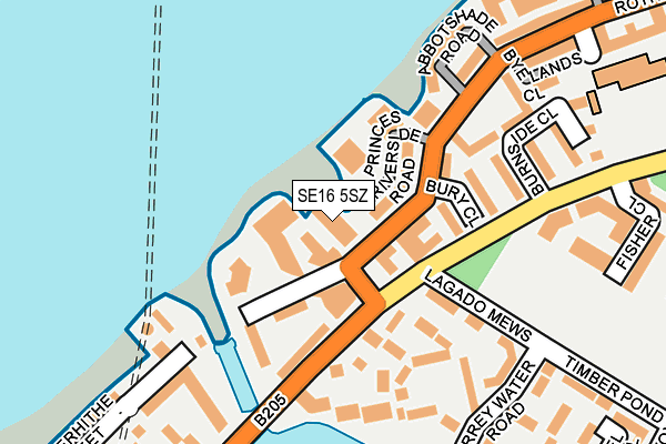 SE16 5SZ map - OS OpenMap – Local (Ordnance Survey)