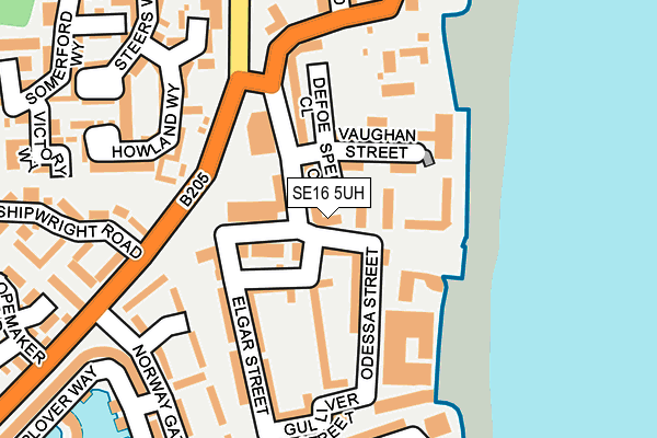 SE16 5UH map - OS OpenMap – Local (Ordnance Survey)