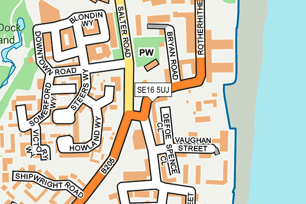 SE16 5UJ map - OS OpenMap – Local (Ordnance Survey)