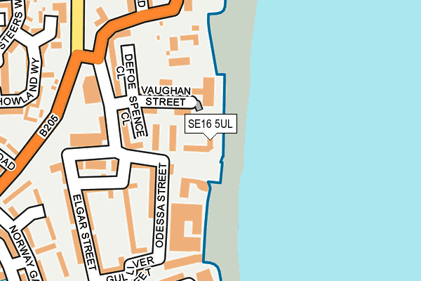 SE16 5UL map - OS OpenMap – Local (Ordnance Survey)