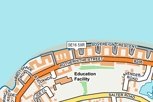 SE16 5XR map - OS OpenMap – Local (Ordnance Survey)