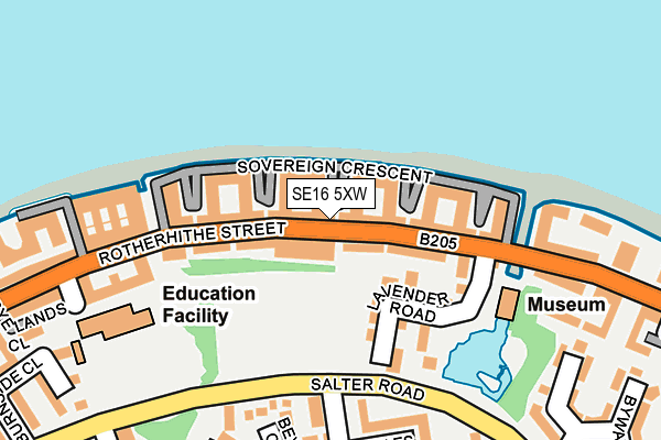 SE16 5XW map - OS OpenMap – Local (Ordnance Survey)