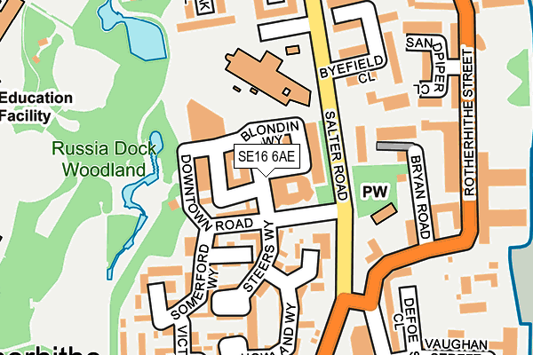 SE16 6AE map - OS OpenMap – Local (Ordnance Survey)