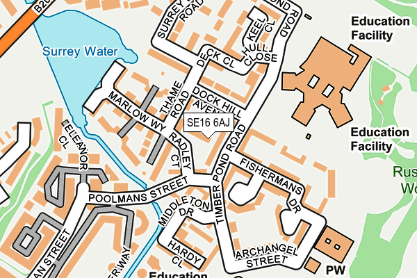 SE16 6AJ map - OS OpenMap – Local (Ordnance Survey)