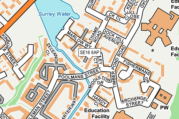 SE16 6AP map - OS OpenMap – Local (Ordnance Survey)