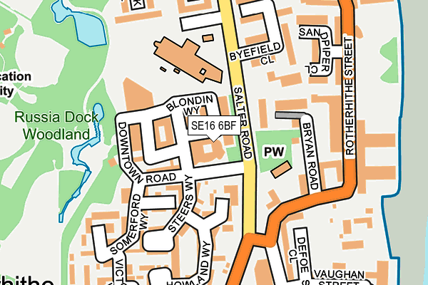 SE16 6BF map - OS OpenMap – Local (Ordnance Survey)