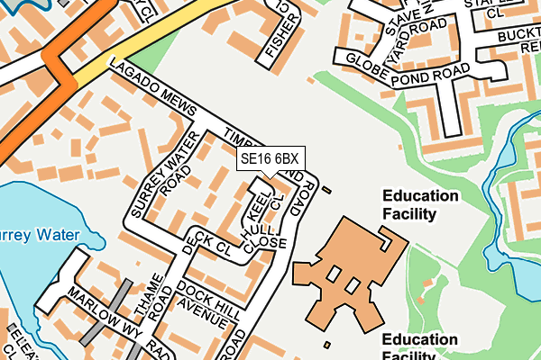 SE16 6BX map - OS OpenMap – Local (Ordnance Survey)
