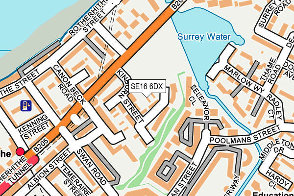SE16 6DX map - OS OpenMap – Local (Ordnance Survey)