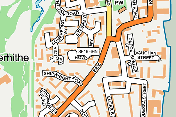 SE16 6HN map - OS OpenMap – Local (Ordnance Survey)