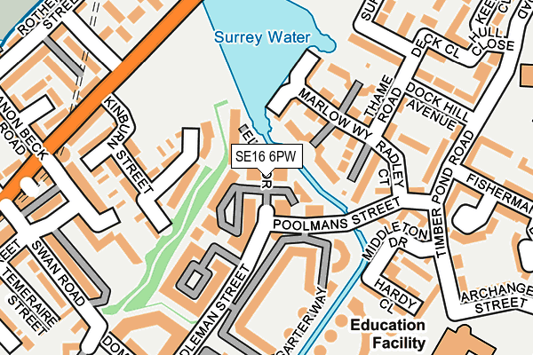 SE16 6PW map - OS OpenMap – Local (Ordnance Survey)