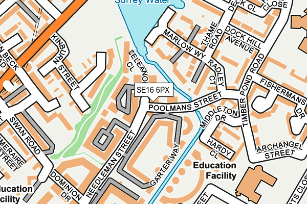 SE16 6PX map - OS OpenMap – Local (Ordnance Survey)