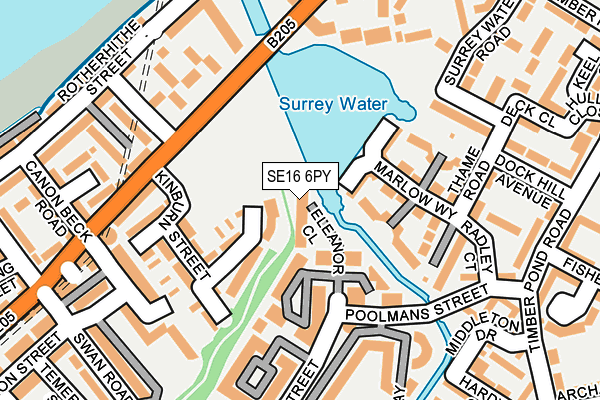 SE16 6PY map - OS OpenMap – Local (Ordnance Survey)