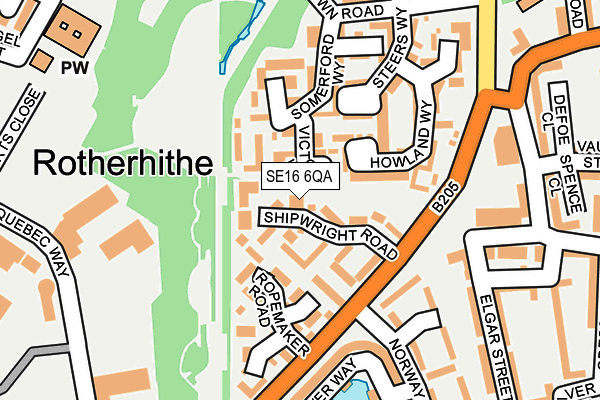 SE16 6QA map - OS OpenMap – Local (Ordnance Survey)