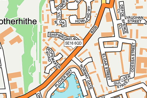 SE16 6QD map - OS OpenMap – Local (Ordnance Survey)