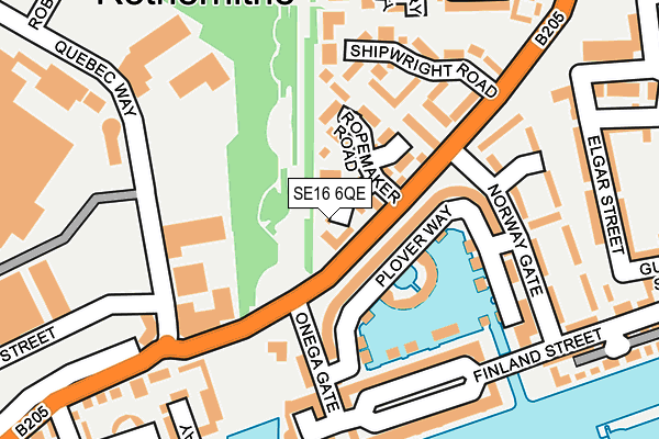 SE16 6QE map - OS OpenMap – Local (Ordnance Survey)