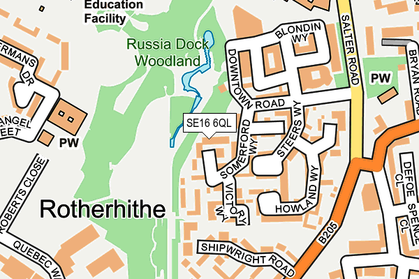 SE16 6QL map - OS OpenMap – Local (Ordnance Survey)