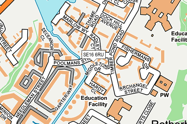 SE16 6RU map - OS OpenMap – Local (Ordnance Survey)