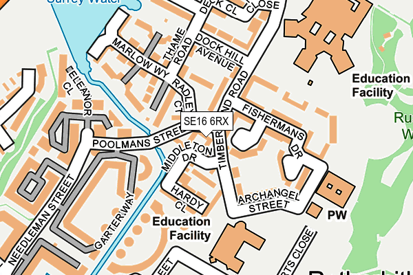 SE16 6RX map - OS OpenMap – Local (Ordnance Survey)