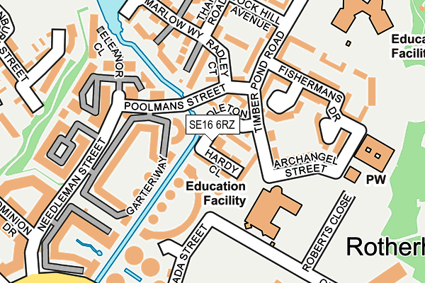 SE16 6RZ map - OS OpenMap – Local (Ordnance Survey)