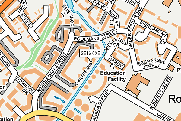 SE16 6XE map - OS OpenMap – Local (Ordnance Survey)
