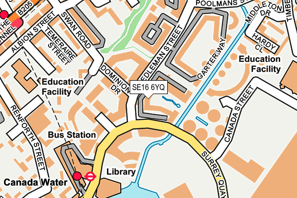 SE16 6YQ map - OS OpenMap – Local (Ordnance Survey)
