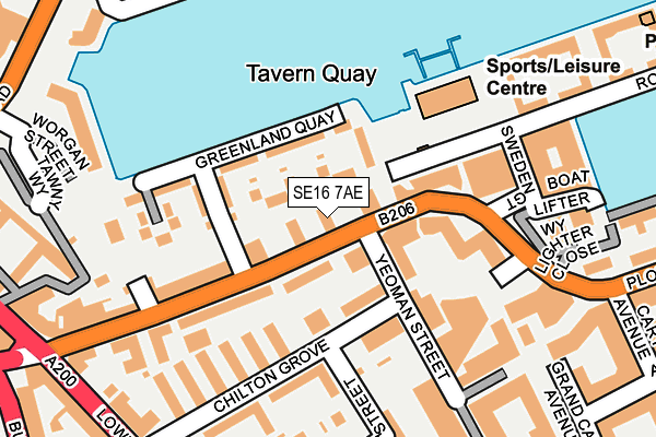SE16 7AE map - OS OpenMap – Local (Ordnance Survey)