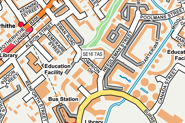SE16 7AS map - OS OpenMap – Local (Ordnance Survey)