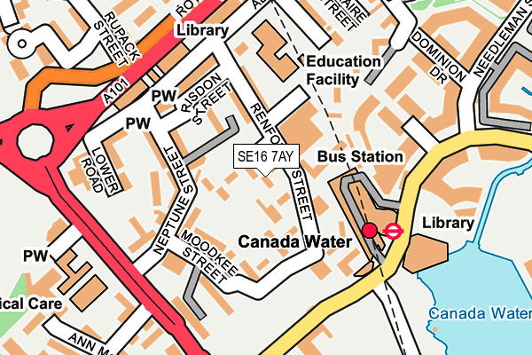 SE16 7AY map - OS OpenMap – Local (Ordnance Survey)