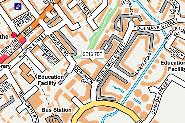 SE16 7BT map - OS OpenMap – Local (Ordnance Survey)