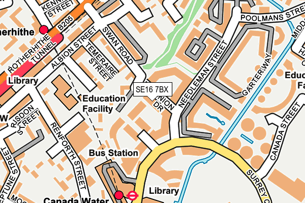 SE16 7BX map - OS OpenMap – Local (Ordnance Survey)