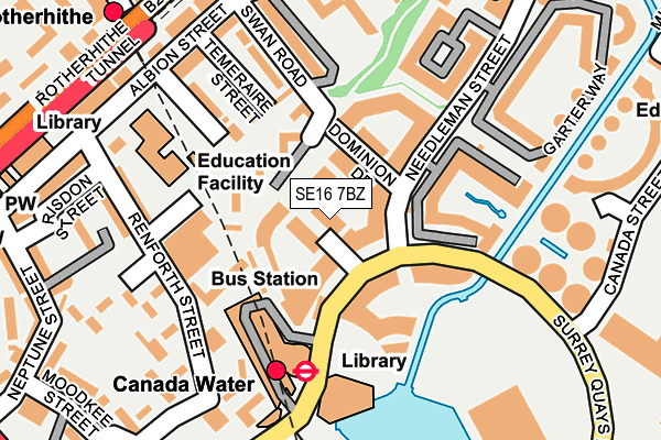 SE16 7BZ map - OS OpenMap – Local (Ordnance Survey)