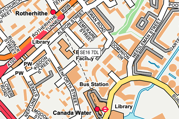 SE16 7DL map - OS OpenMap – Local (Ordnance Survey)