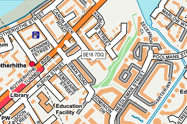 SE16 7DQ map - OS OpenMap – Local (Ordnance Survey)