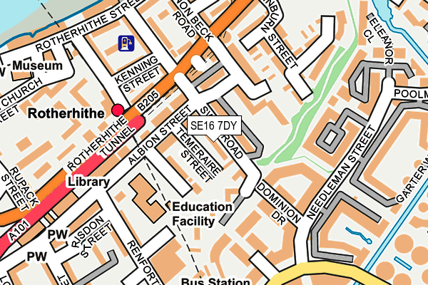 SE16 7DY map - OS OpenMap – Local (Ordnance Survey)