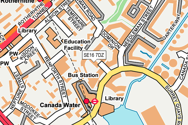 SE16 7DZ map - OS OpenMap – Local (Ordnance Survey)