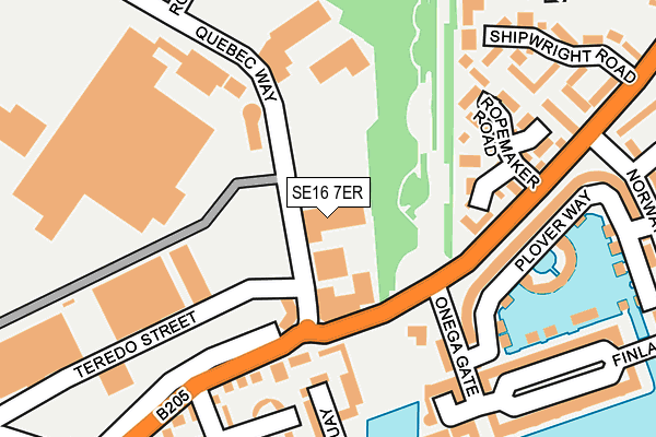 SE16 7ER map - OS OpenMap – Local (Ordnance Survey)